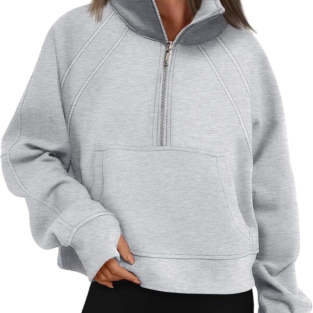 Womens Quarter Zipper Pullover Oversized Sweatshirts Cropped Fleece Small